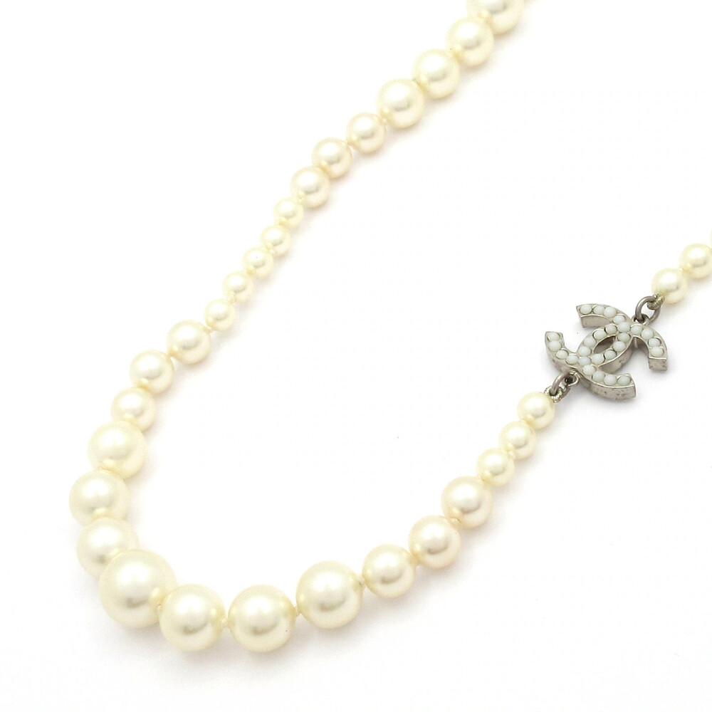 Chanel White Silver Hardware Faux Pearl #328591C13B